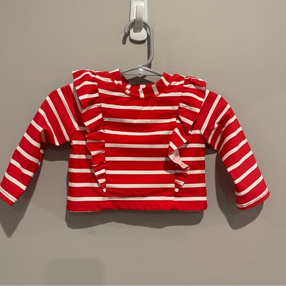 Janie and Jack Rash Guard Red White Swim Top 3-6M - Picture 2 of 8